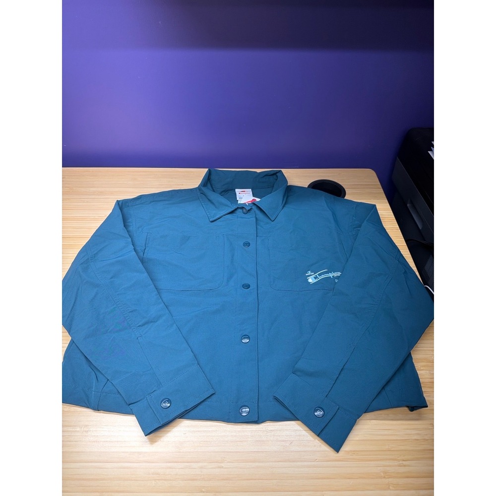 Champion Women's Snap Front Utility Jacket Dark Teal Medium NWT Pockets
